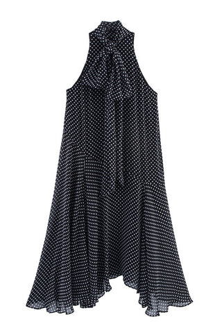 Polka Dot High Neck Casual Dress
