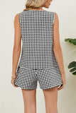 Checkered Button-Front Short Set