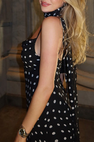 Polka Dot Halter Maxi Dress
