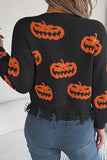 Jack-O'-Lantern Frayed Hem Sweater