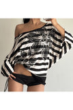 Off-Shoulder Striped T-Shirt