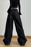 Wide-Leg Casual Pants with Button Detail