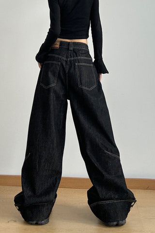 Wide-Leg Casual Pants with Button Detail