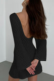 Long Sleeve Textured Mini Dress