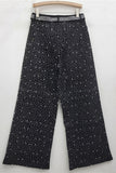 Rhinestone Straight-Leg Jeans with Belt