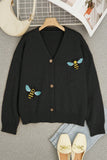 Bee Embellished Button-Up Cardigan