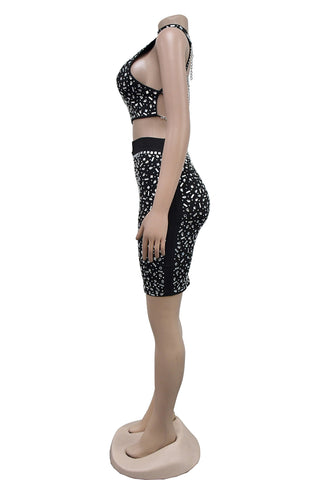 Embellished Sleeveless Mini Skirt Set