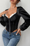 Lace-Trim Corset Blouse