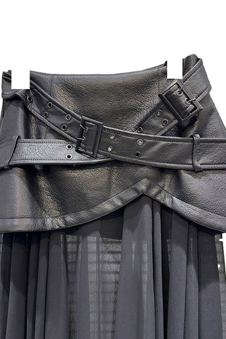 Belted Layered Maxi Skirt