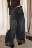 Leopard Accent Straight-Leg Jeans