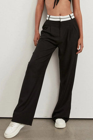 High-Waist Wide-Leg Casual Pants