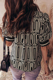 Geometric Contrast Scallop Patchwork Blouse