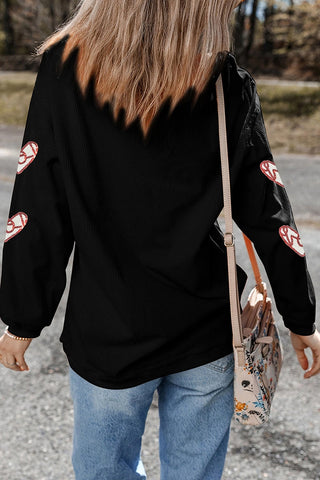 Heart Graphic Patched Sweatshirt