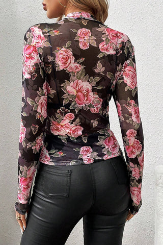 Floral Sheer Long-Sleeve Top