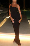 One-Shoulder Open-Back Maxi Dress