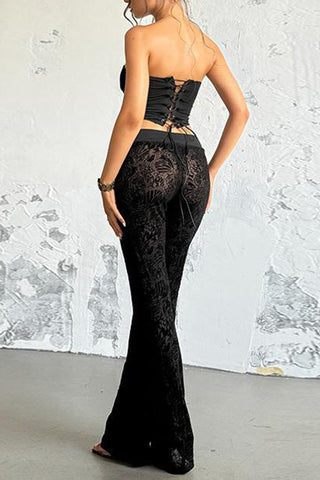 Lace-Up Corset and Sheer Pants Set