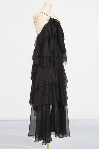 Layered Ruffle Halter Dress