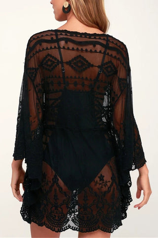 Lace-Trimmed Sheer Cover-Up