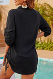 Stylish V-Neck Drawstring Tunic Top