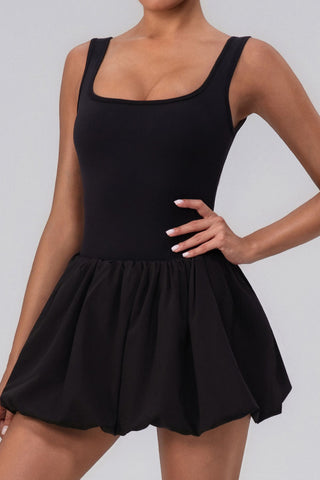 Scoop Neck Casual Bubble Hem Dress