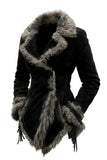 Button-Front Faux Fur Trimmed Jacket