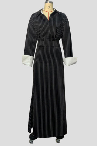 Pinstripe Long-Sleeve Mermaid Skirt Set