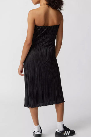 Ribbed Strapless Midi Dress
