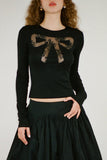 Lace Bow Detail Long Sleeve T-Shirt