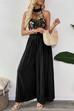 Floral Halter Pleated Jumpsuit