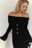 Off-Shoulder Buttoned Blouse