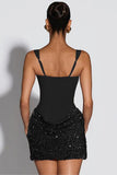 Sparkly Square-Neck Mini Dress