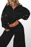 Casual Zipper-Front Pants Set