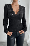 Lace-Trim V-Neck T-Shirt