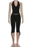 Halter Neck Ruched Short Set