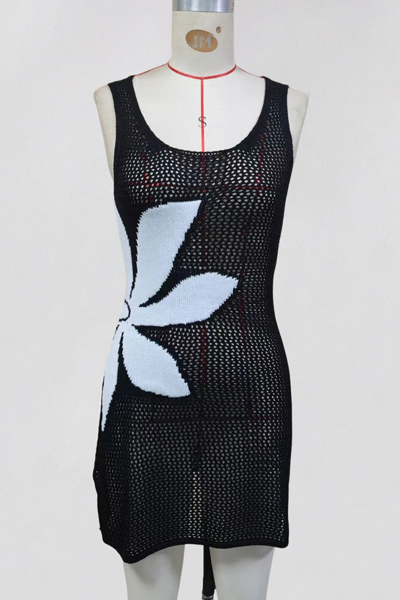 Floral Mesh Casual Beach Dress