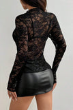 Sheer Lace Long Sleeve Blouse