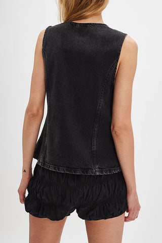 Button-Front Denim Vest