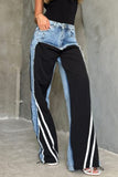 High-Waist Contrast Casual Pants