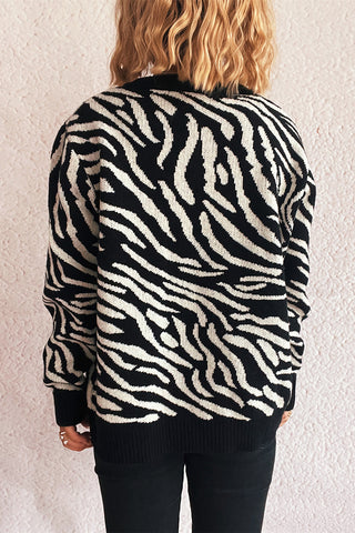 Zebra Pattern Zip Cardigan