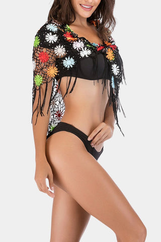 Floral Fringe Beach Cover-Up
