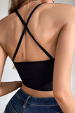 Sheer High-Neck Ribbed Tank Top