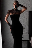High-Neck Evening Gown with Sheer Details
