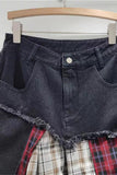 Patchwork Mini Skirt with Denim Accent