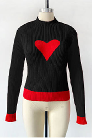 Heart-Detail Ribbed Sweater