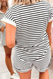 Striped Half Button Top and Shorts Set