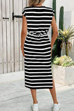 Striped Casual Midi Dress