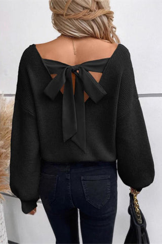Bow-Back Sweater with Elegant Detailing