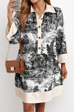 Printed Button-Front Casual Dress