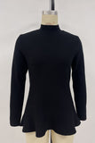 Mock-Neck Sweater with Flared Hem