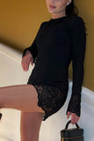 Elegant Lace Trim Night Out Dress
